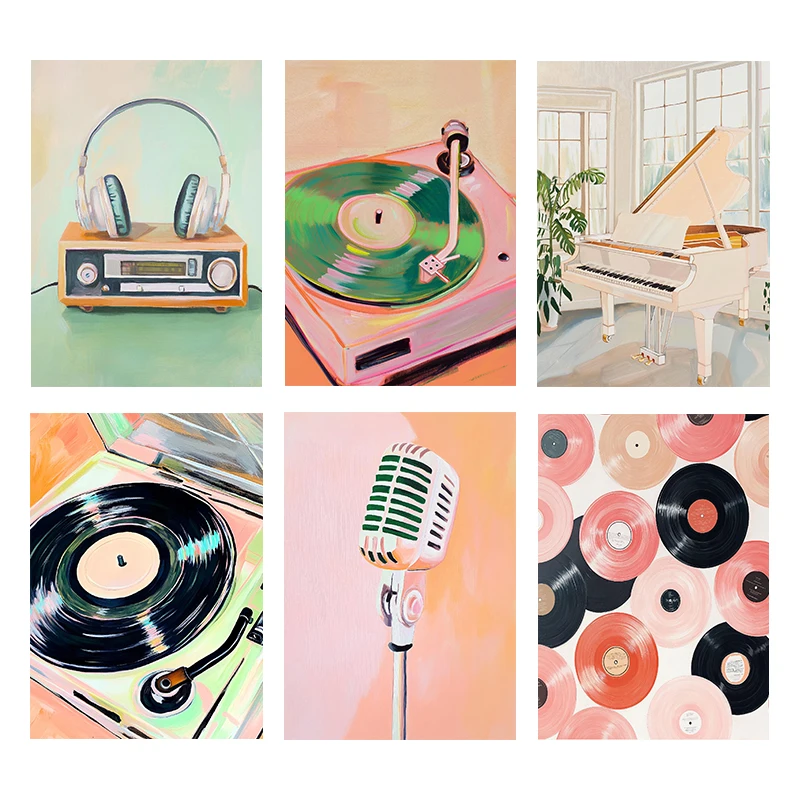 (Çerçevesiz) Retro Müzik Sanat - Picture Of Musical Instrument incelemesi ve fiyatı